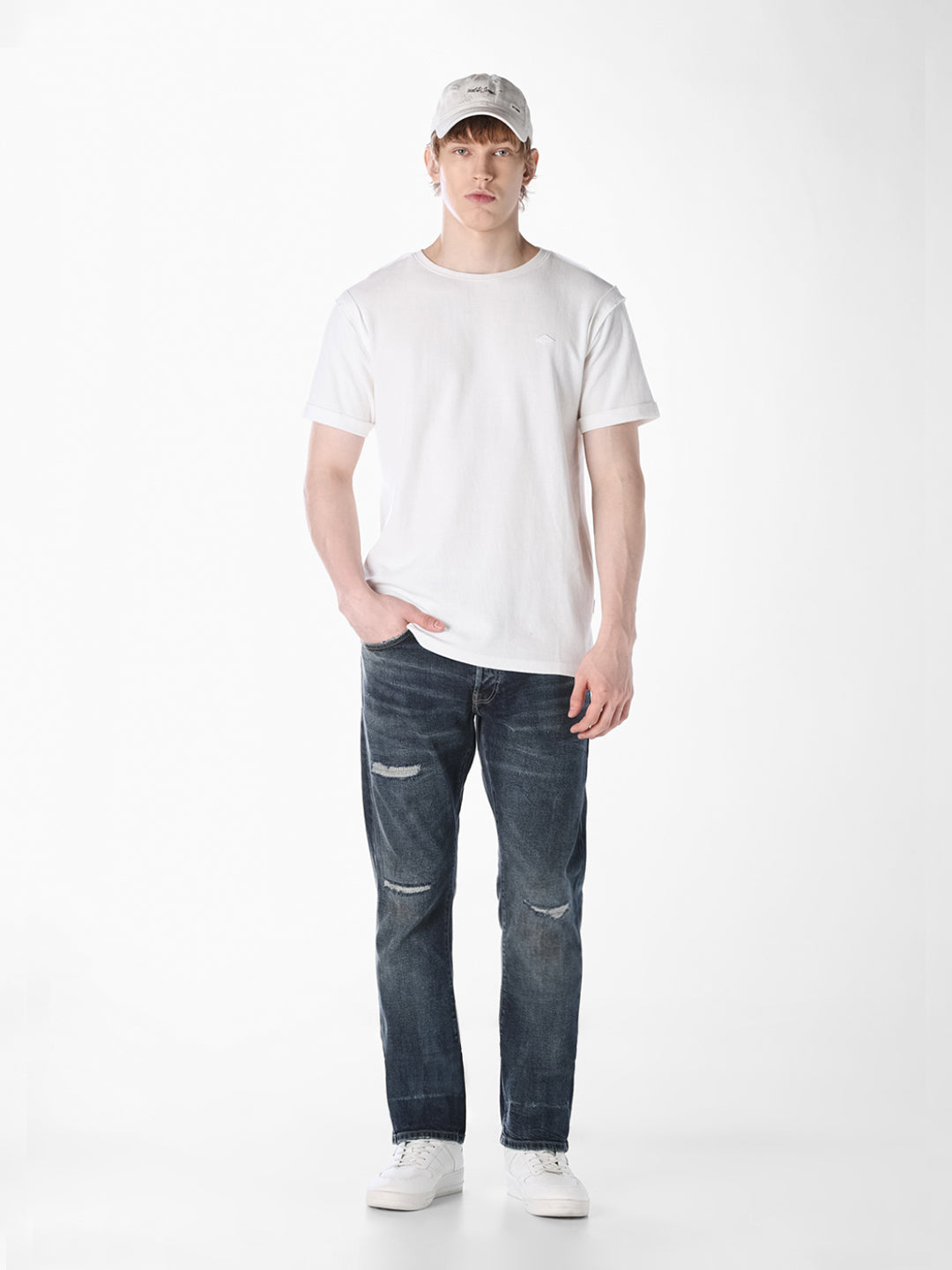 White Cotton Crew Neck T-shirt
