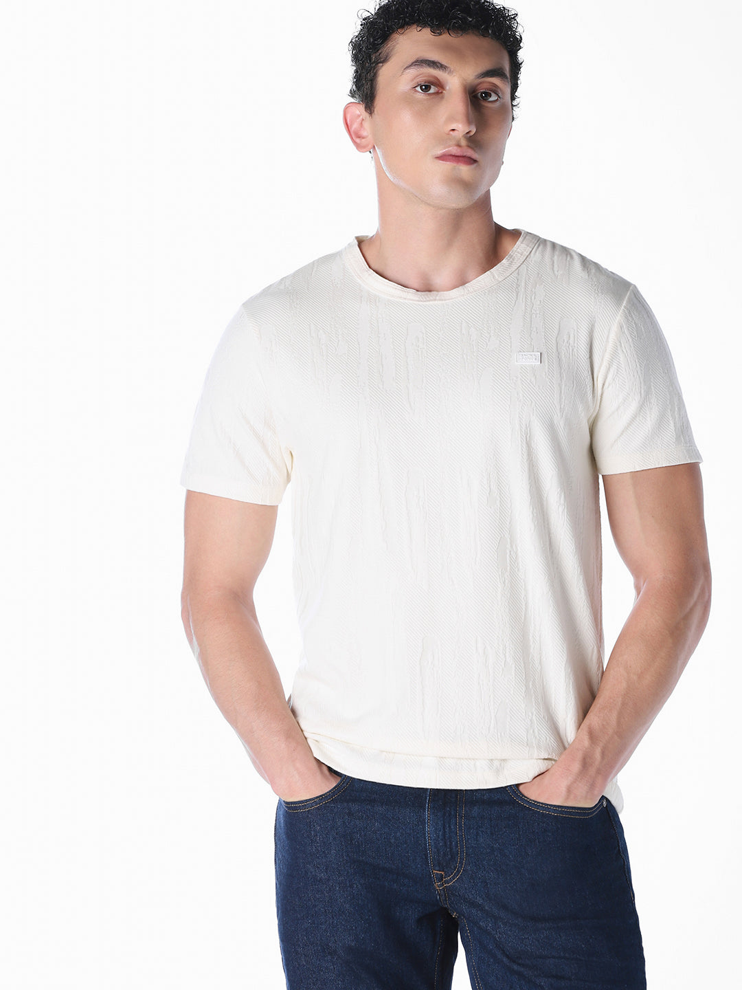 White Solid Regular Fit T-shirt