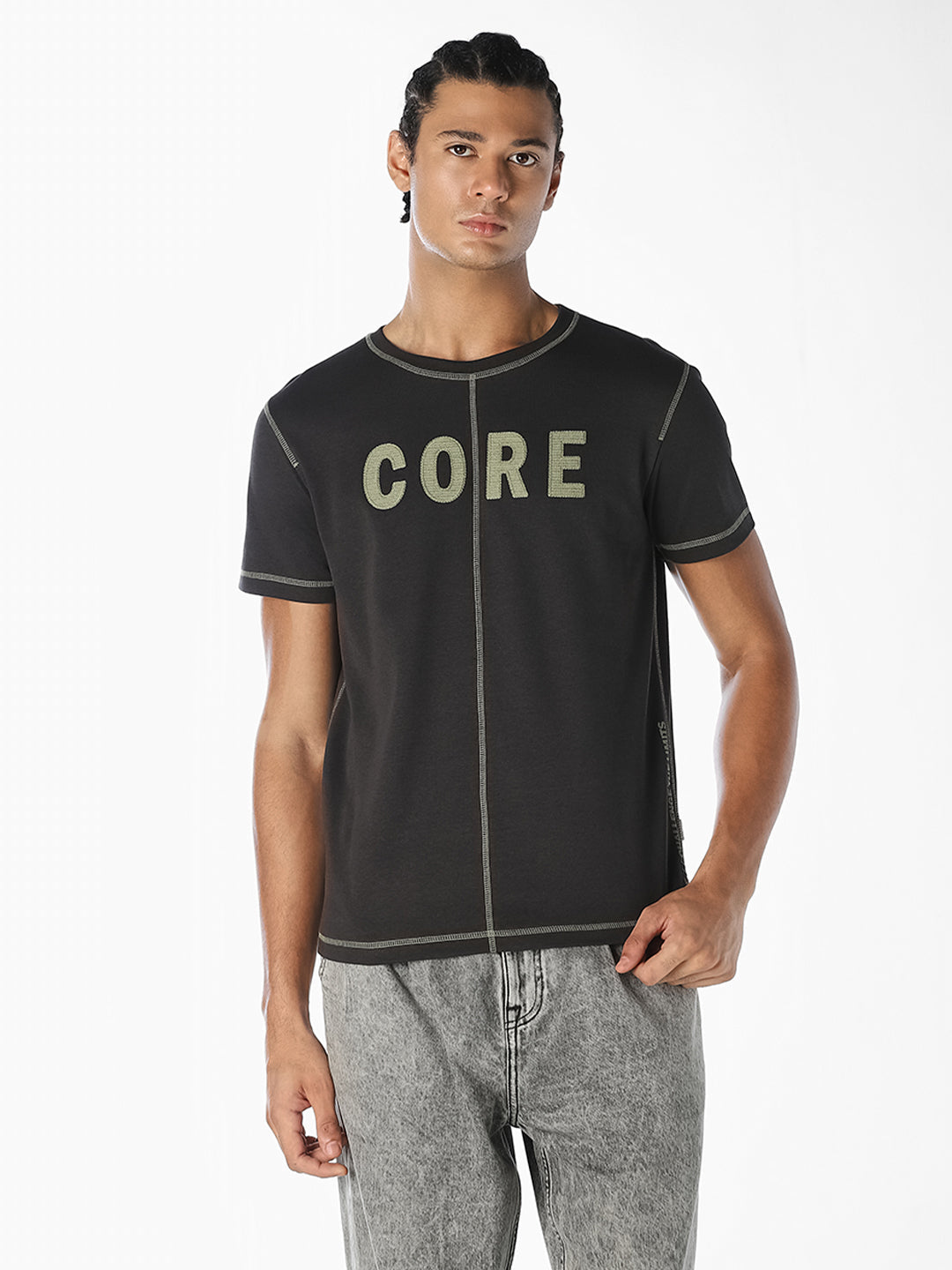 Contrast Stitch Cotton T-shirt