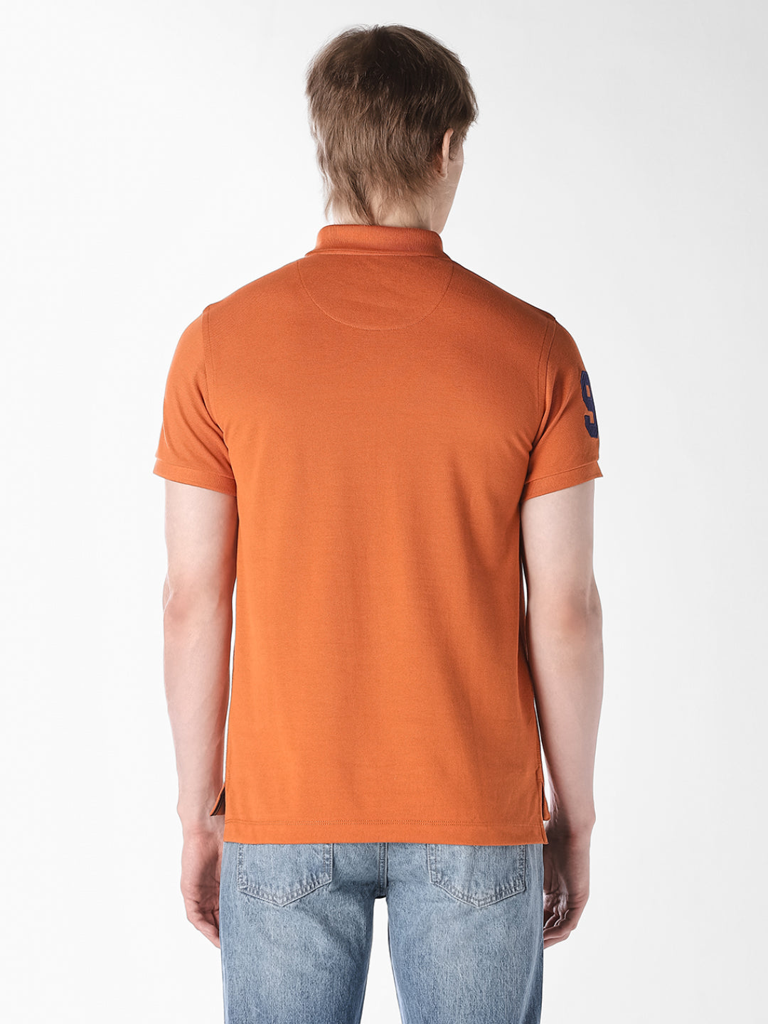 Orange Contrast Embroidered Polo