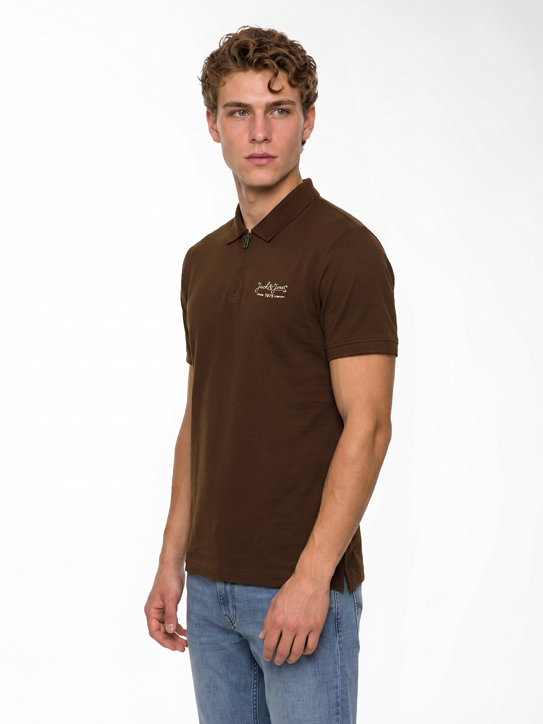 Ribbed Collar dark Brown Polo