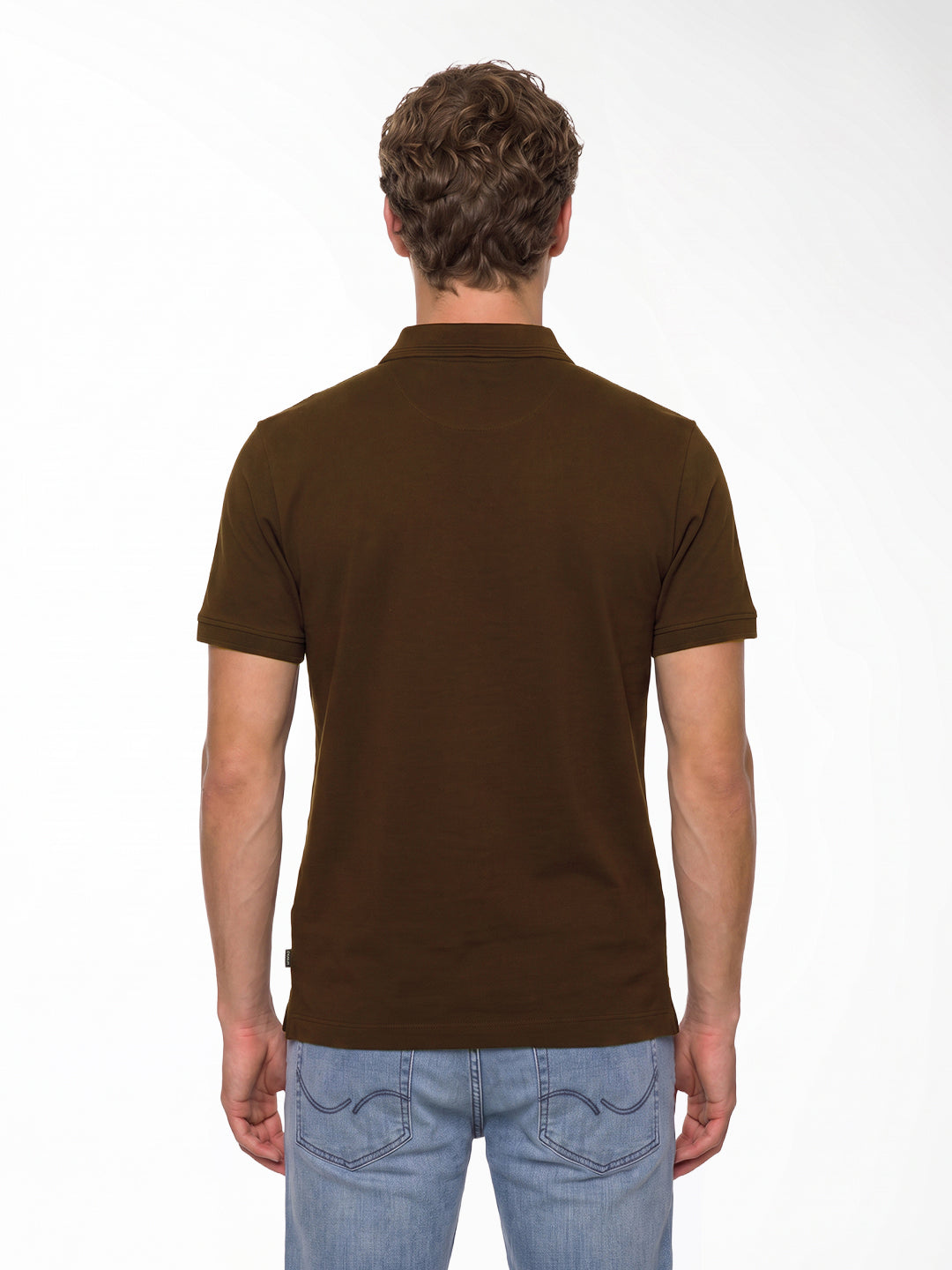 Ribbed Collar dark Brown Polo