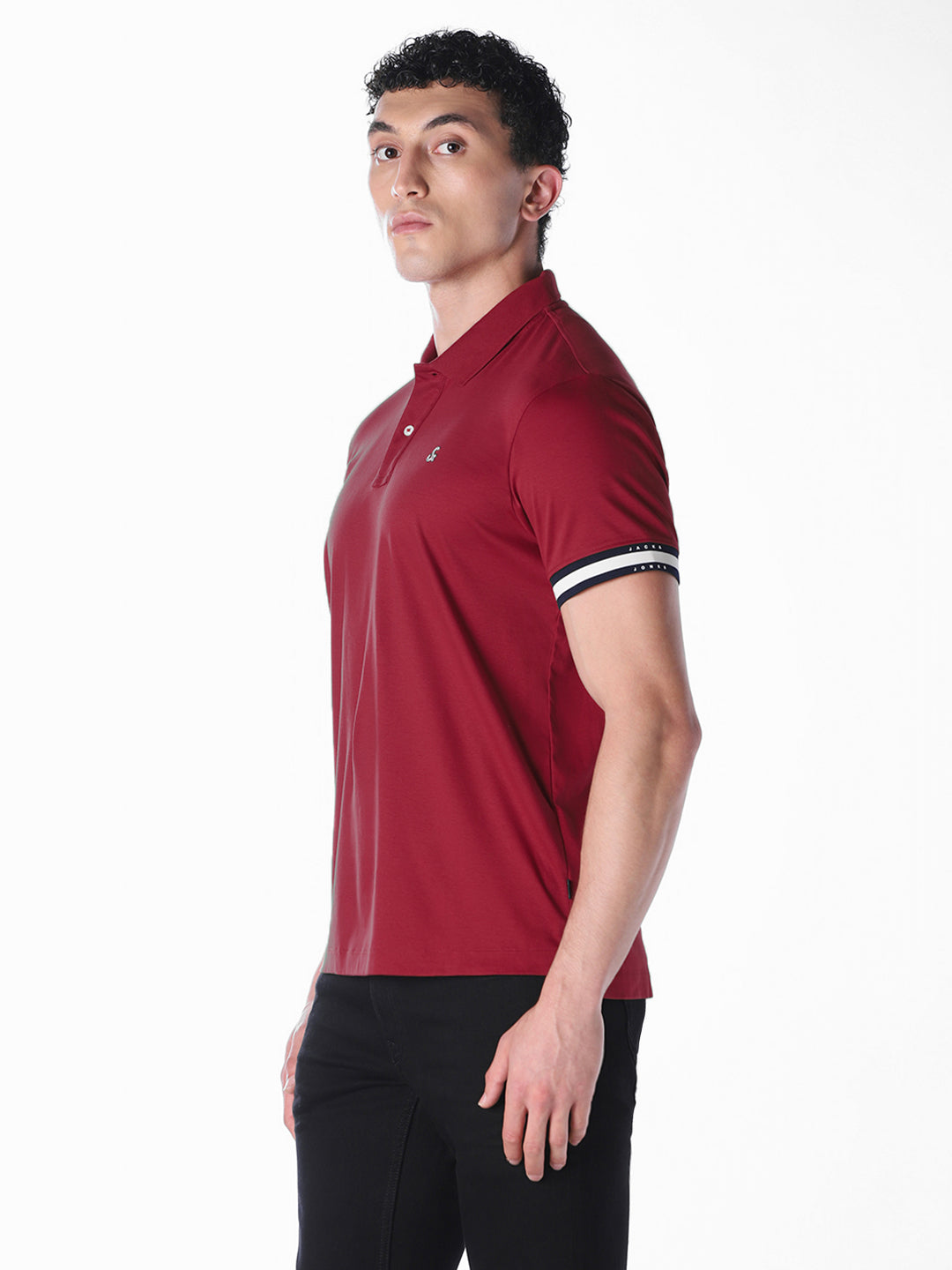 Red stripes placed on sleeve Regular Fit polos