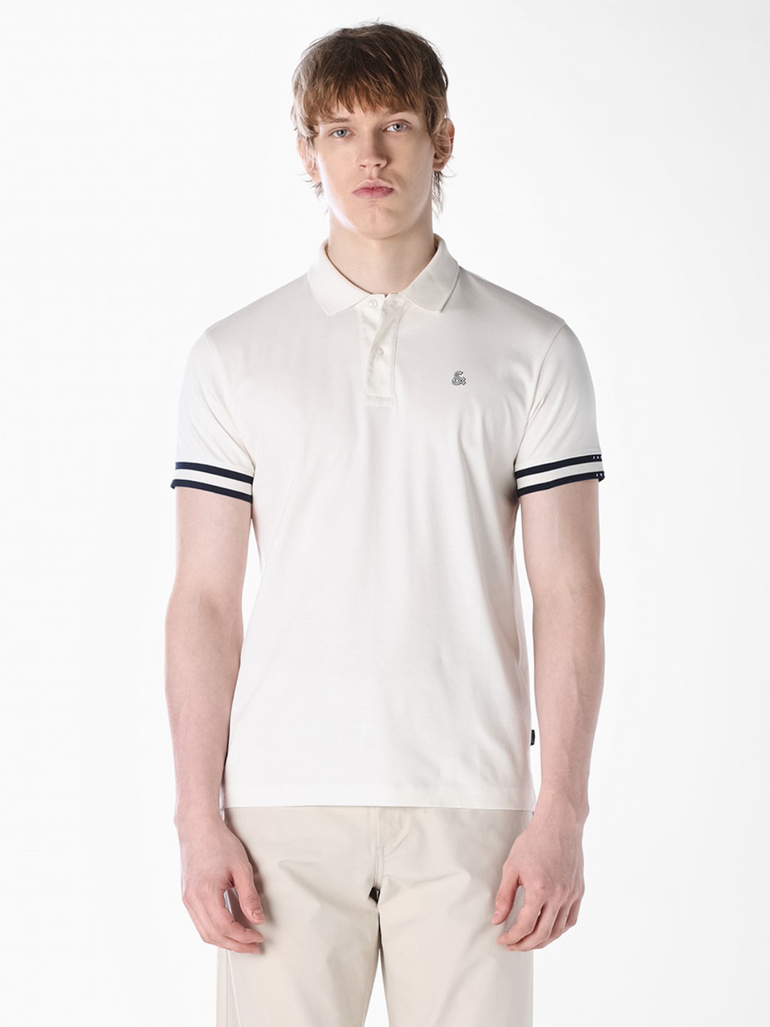 White Embroidered Logo Polo