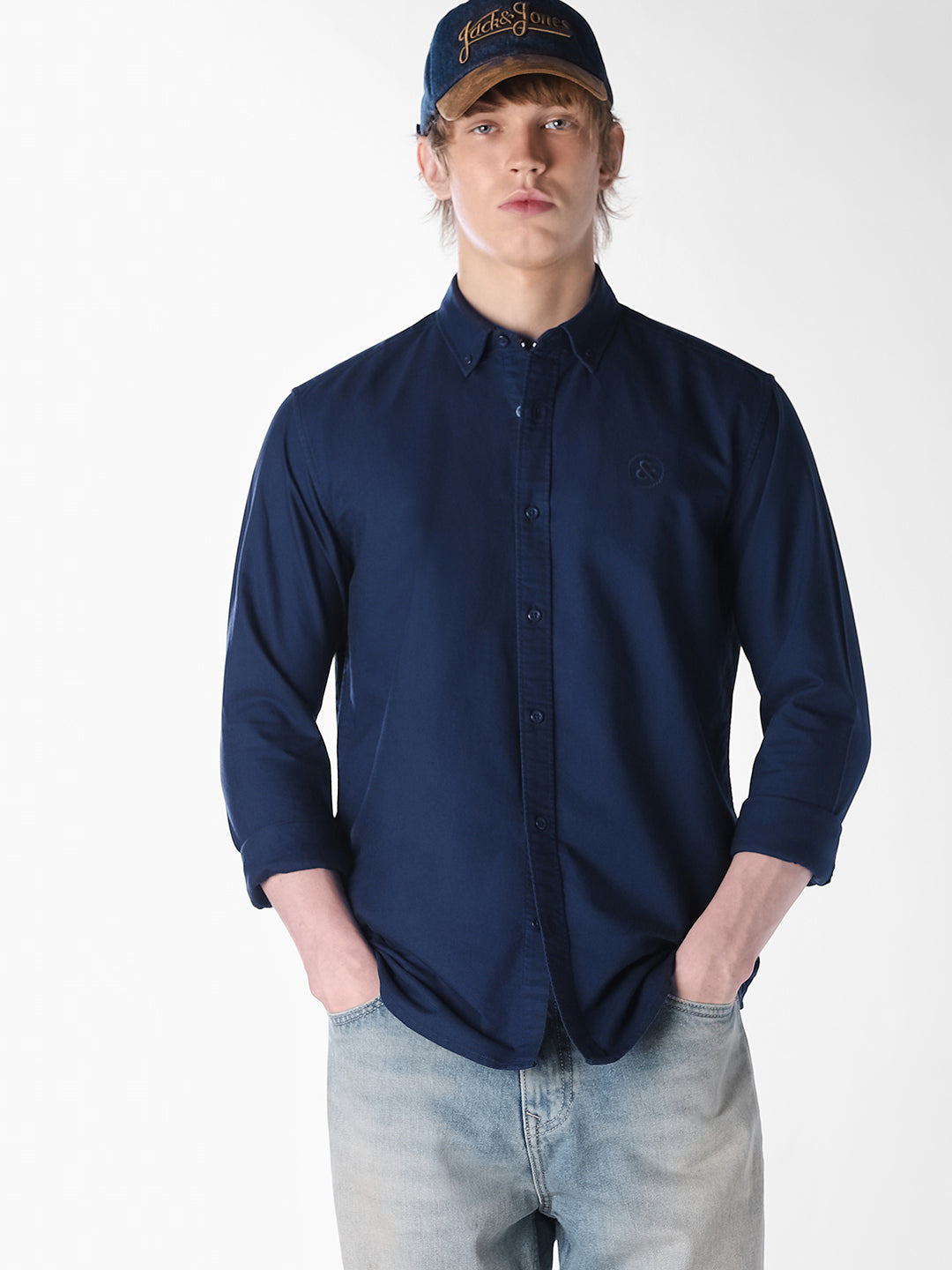 White Embroidered Regular Fit