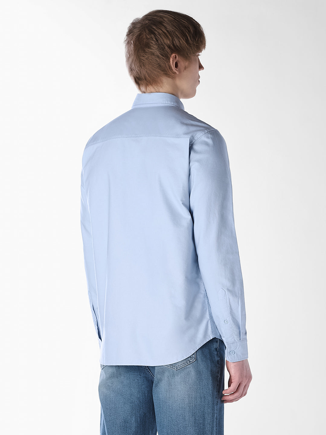 Blue Embroidered Regular Fit