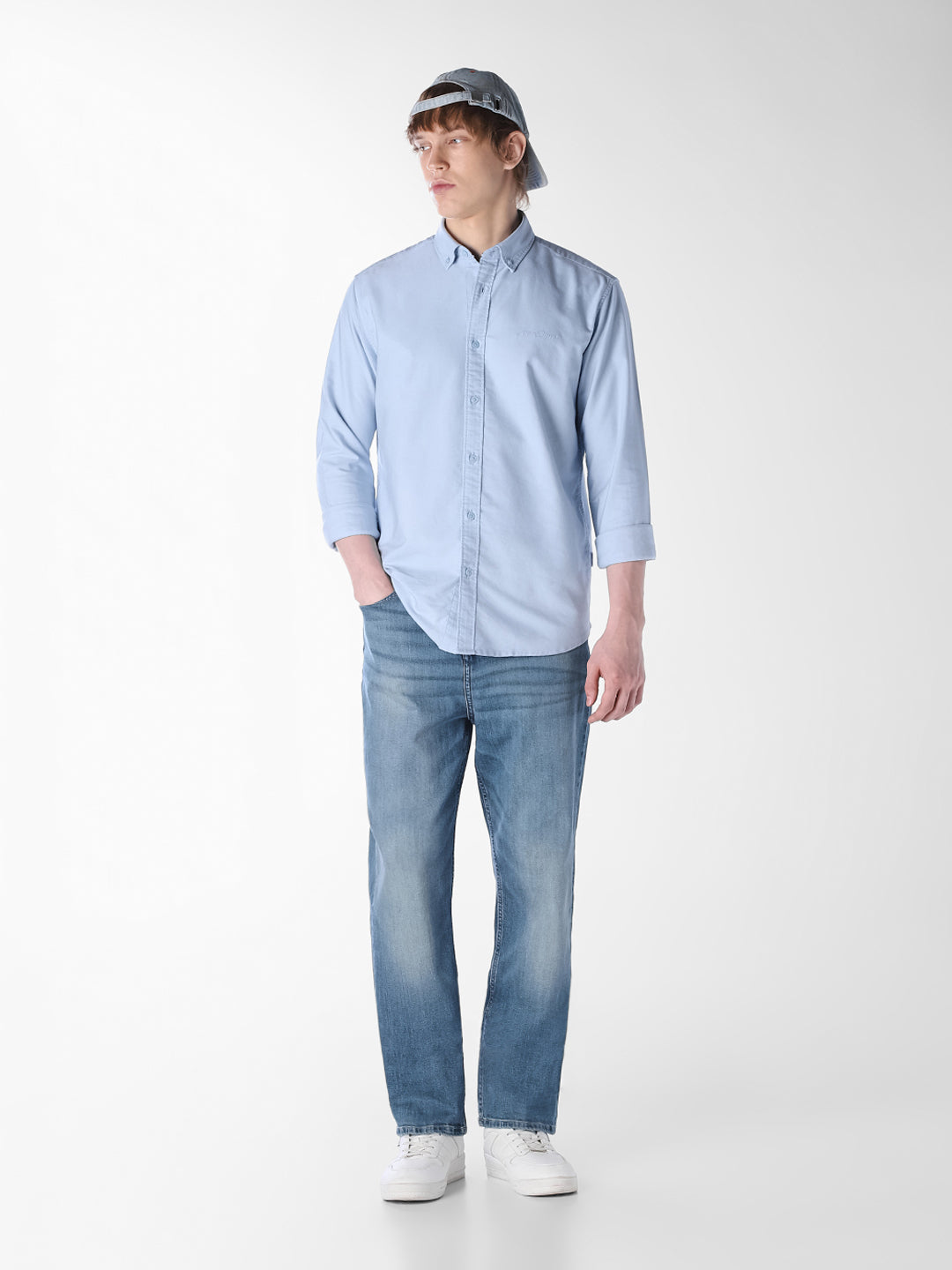 Blue Embroidered Regular Fit