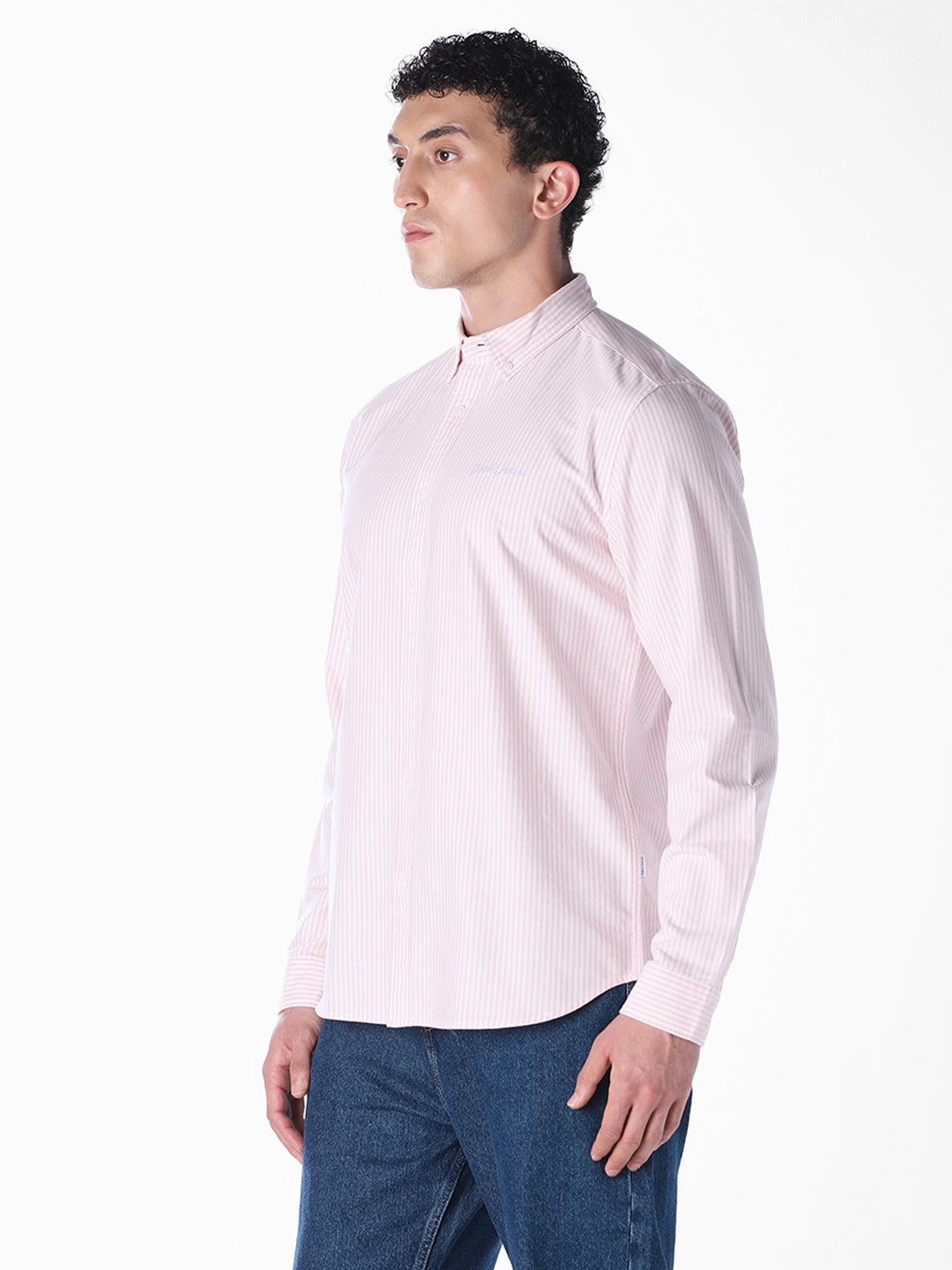 Pink contrast inner neck band Regular Fit Shirt