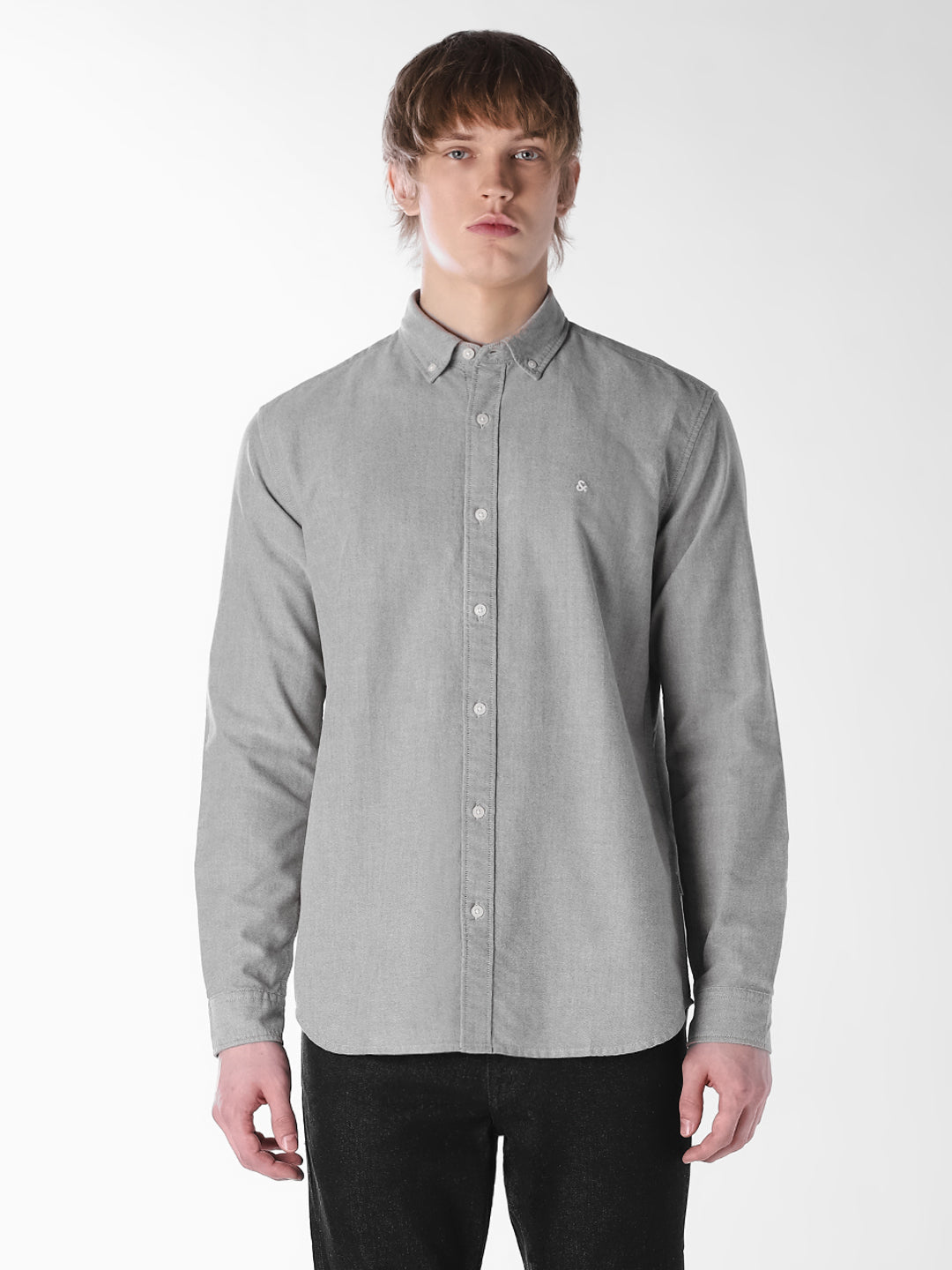 Contrast Stitch Grey Shirt