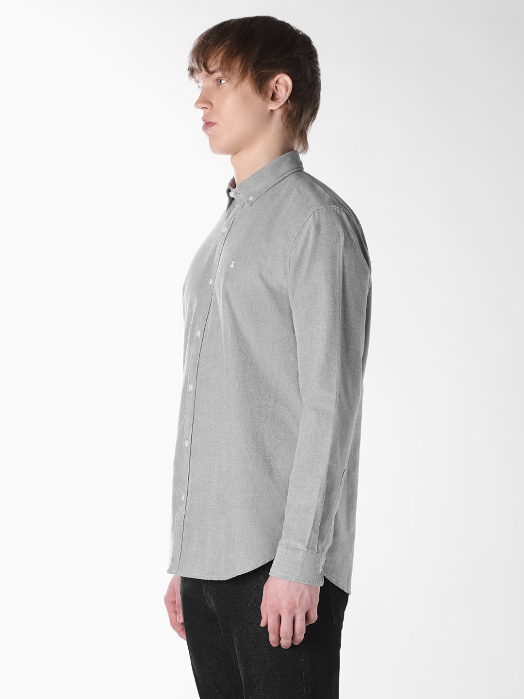 Contrast Stitch Grey Shirt