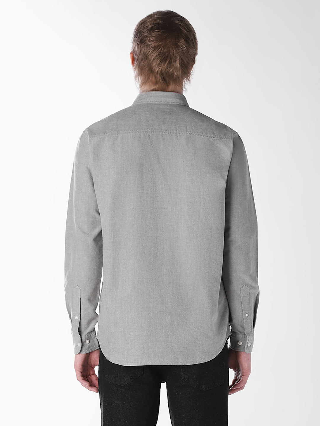 Contrast Stitch Grey Shirt