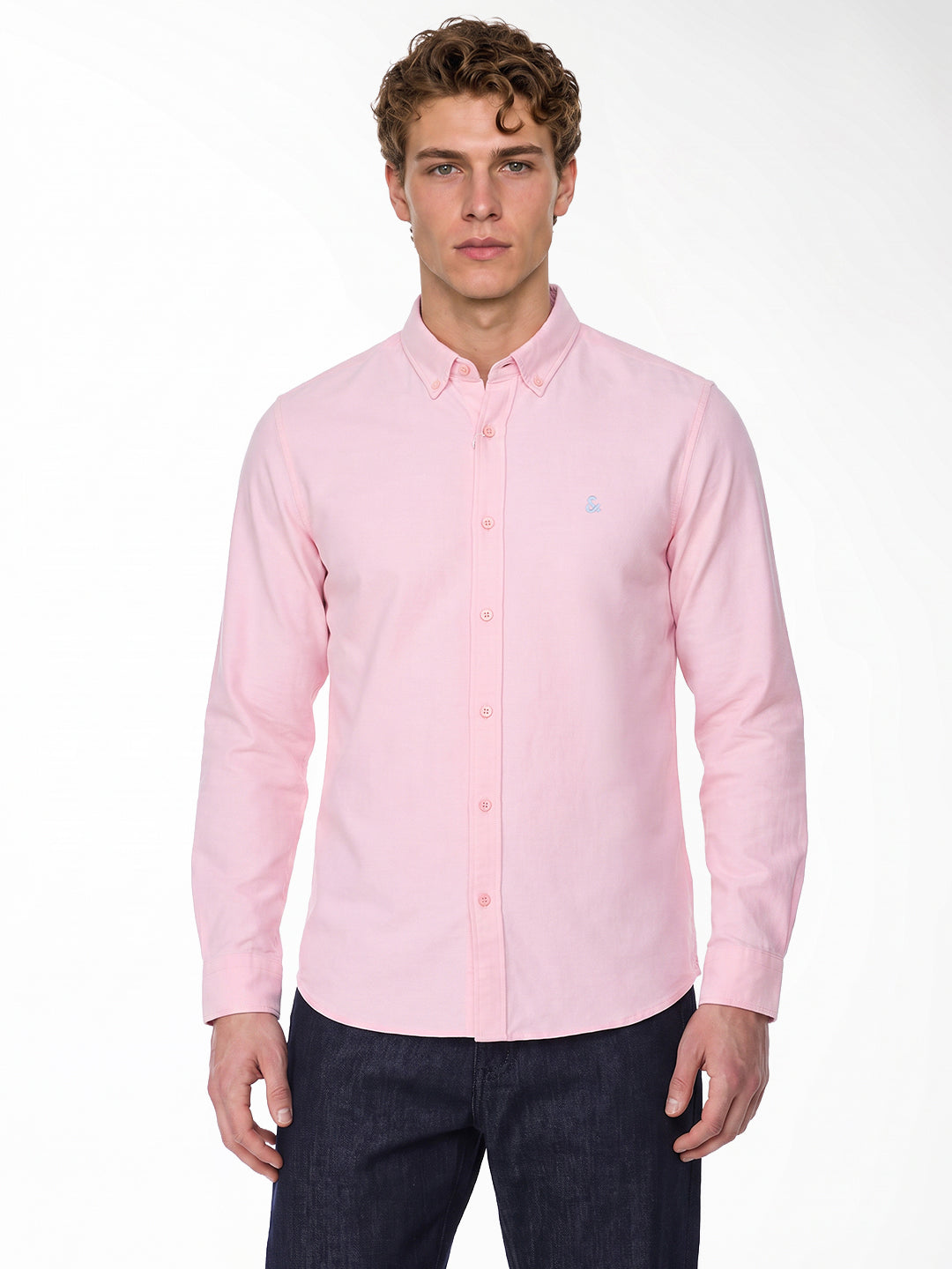Contrast Stitch Pink Shirt