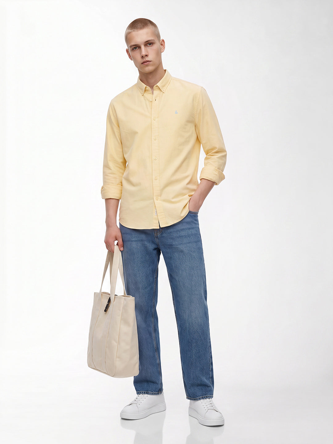 Contrast Stitch Yellow Shirt