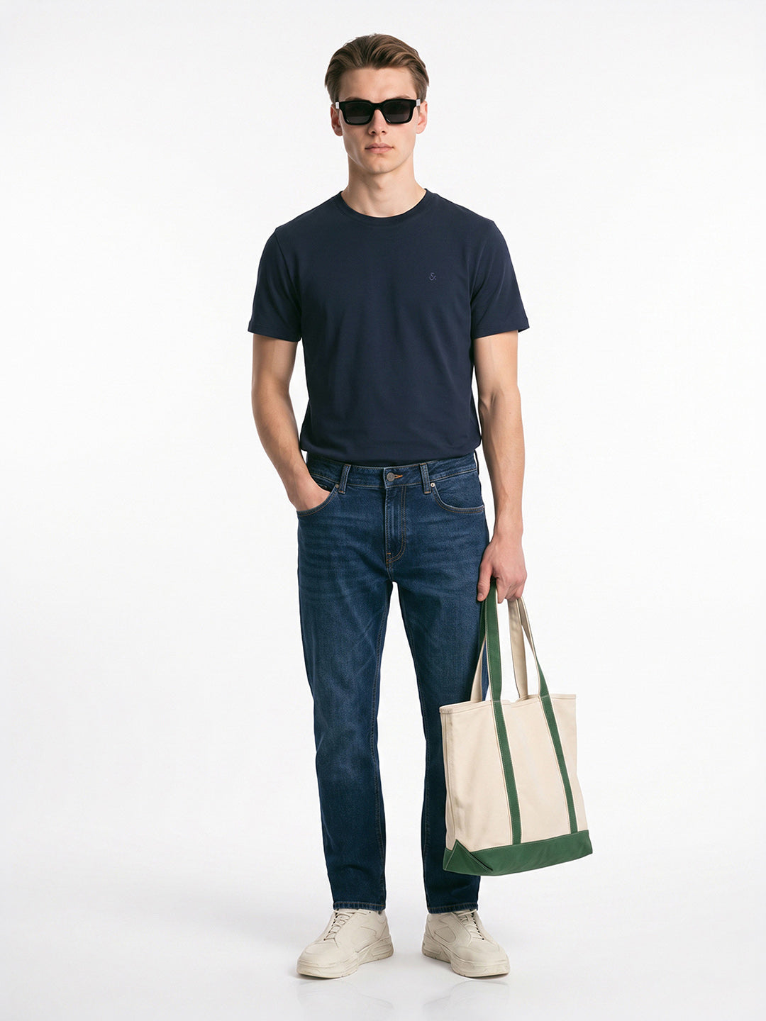 Navy Blue Embroidered T-shirt