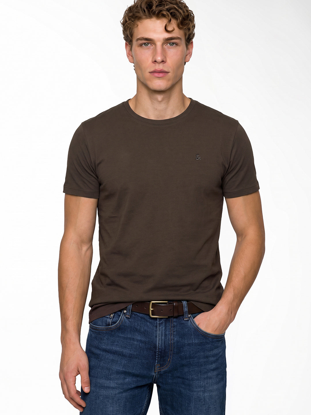 Brown Embroidered T-shirt