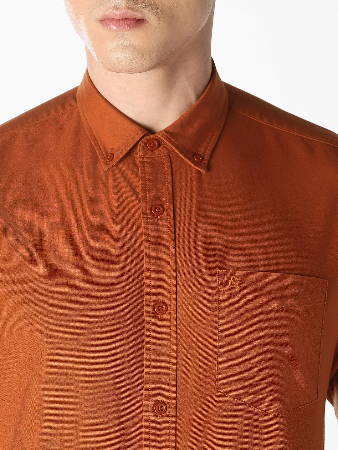Orange Cotton Full Sleeves Shirt