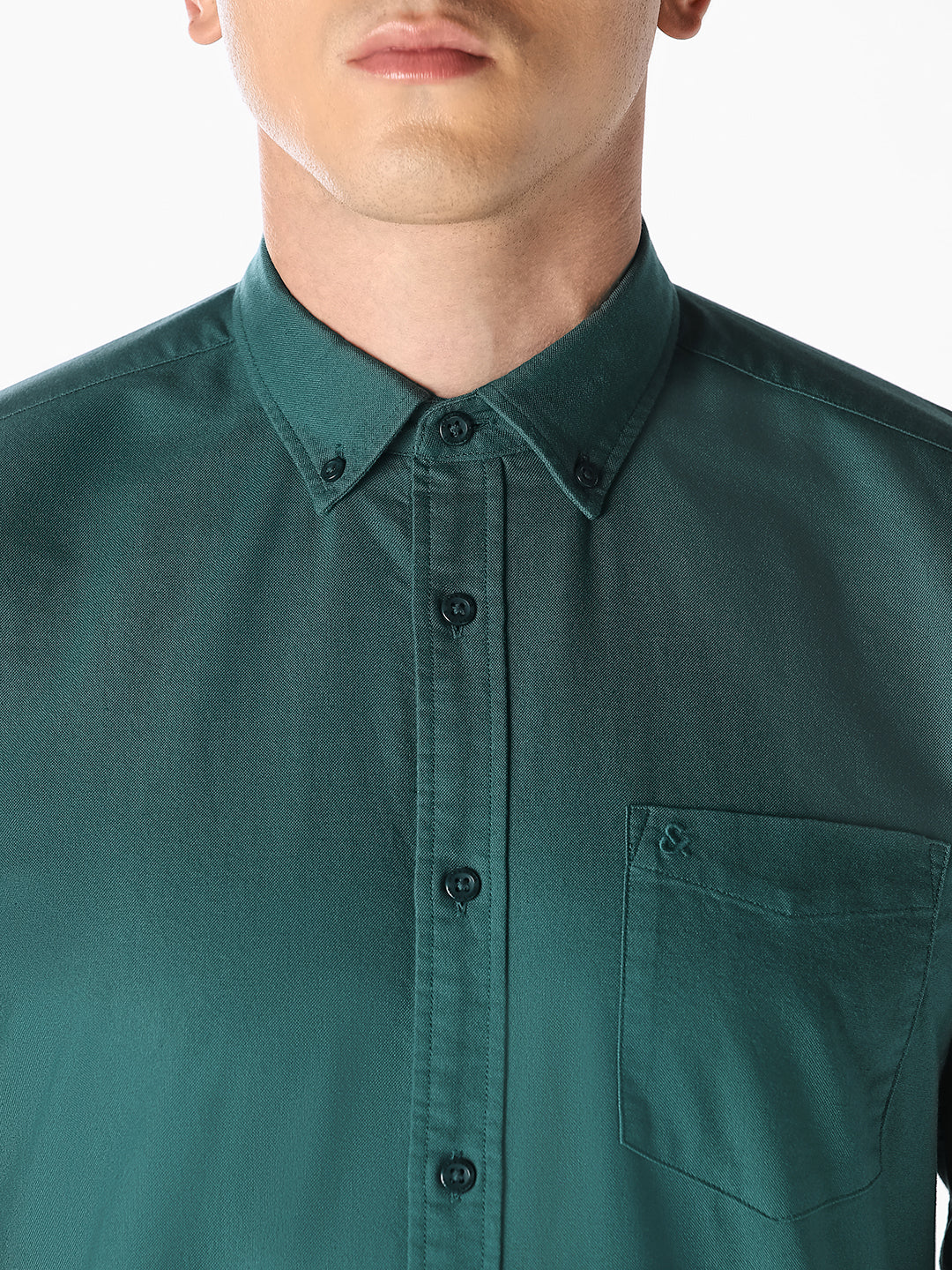Green Cotton Full Sleeves Shirt