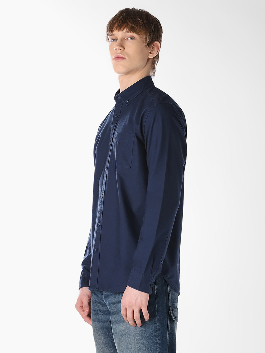Navy Blue Cotton Formal Shirt