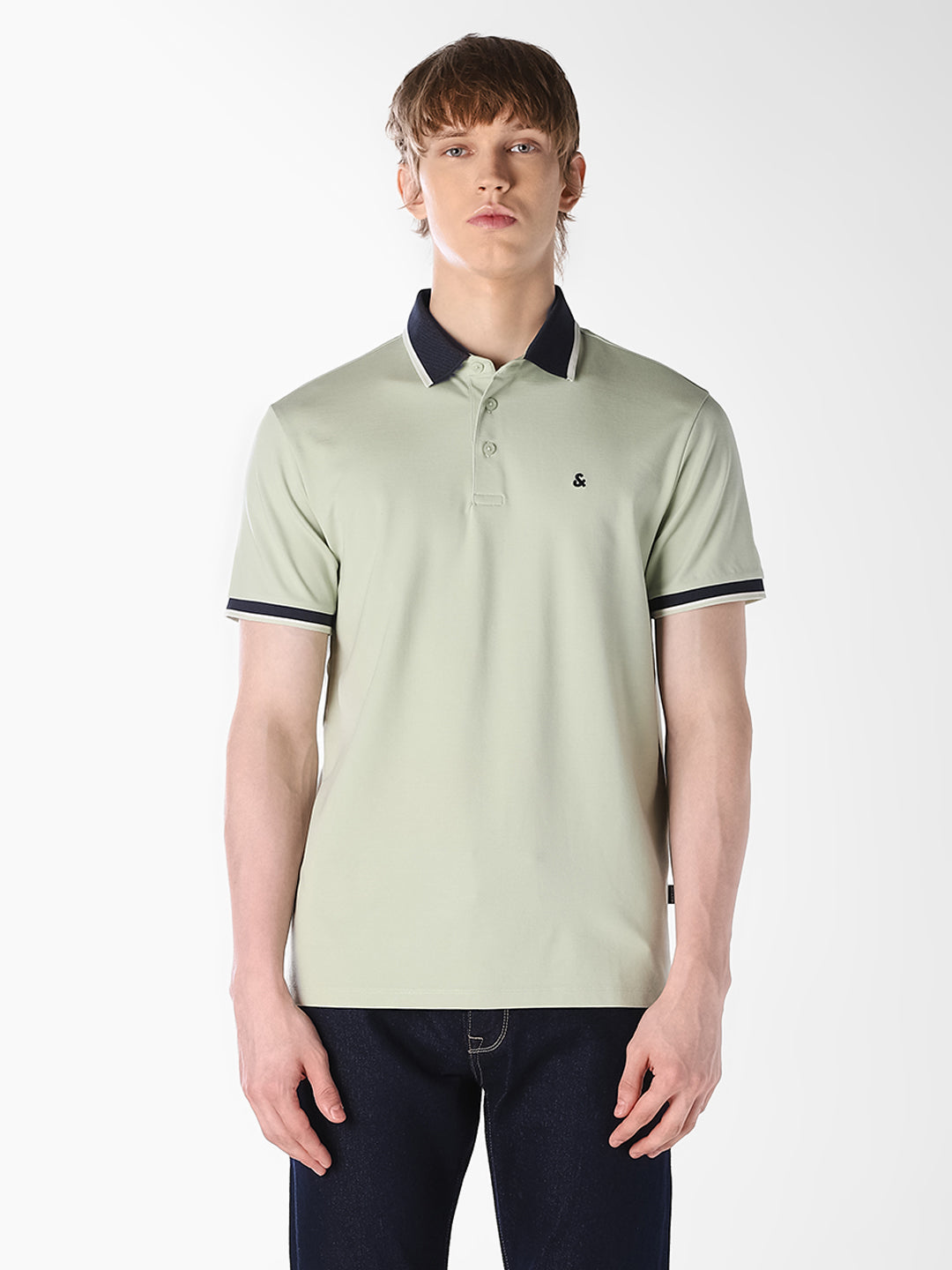 Green Jacquard Ribbed Polo