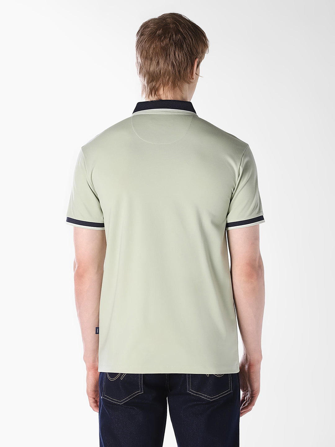 Green Jacquard Ribbed Polo