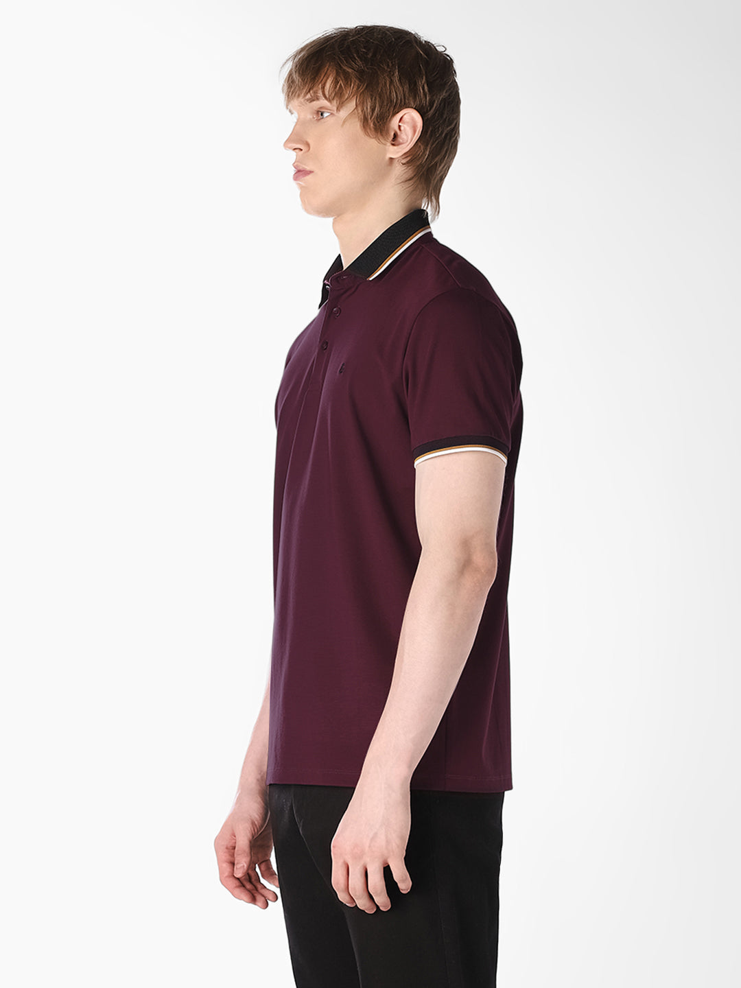 Purple Jacquard Ribbed Polo