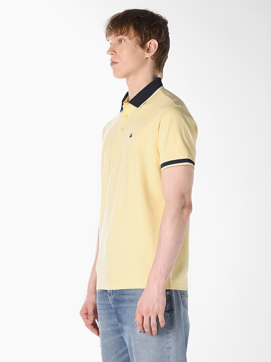 Yellow Jacquard Ribbed Polo