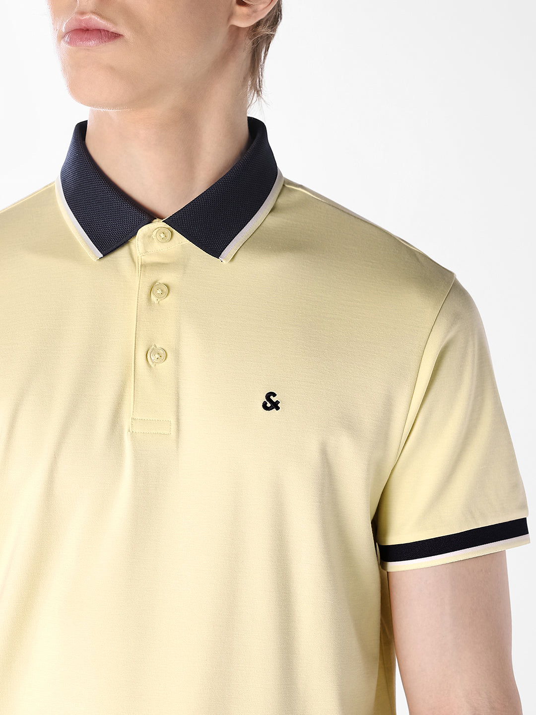 Yellow Jacquard Ribbed Polo