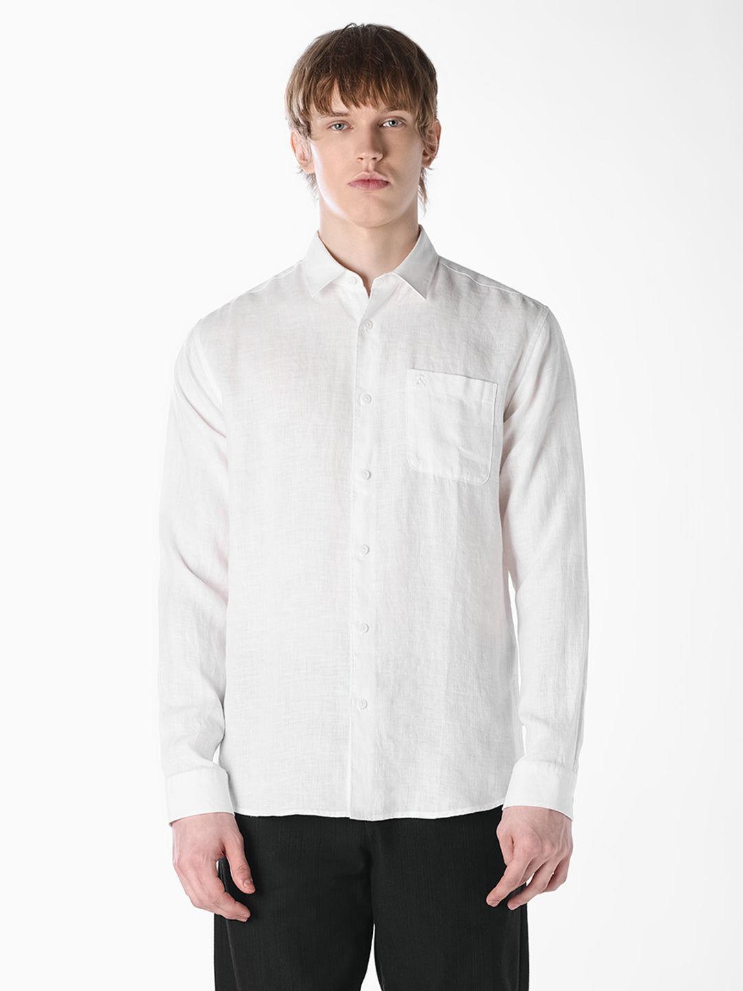 White Washed linen-cotton shirt