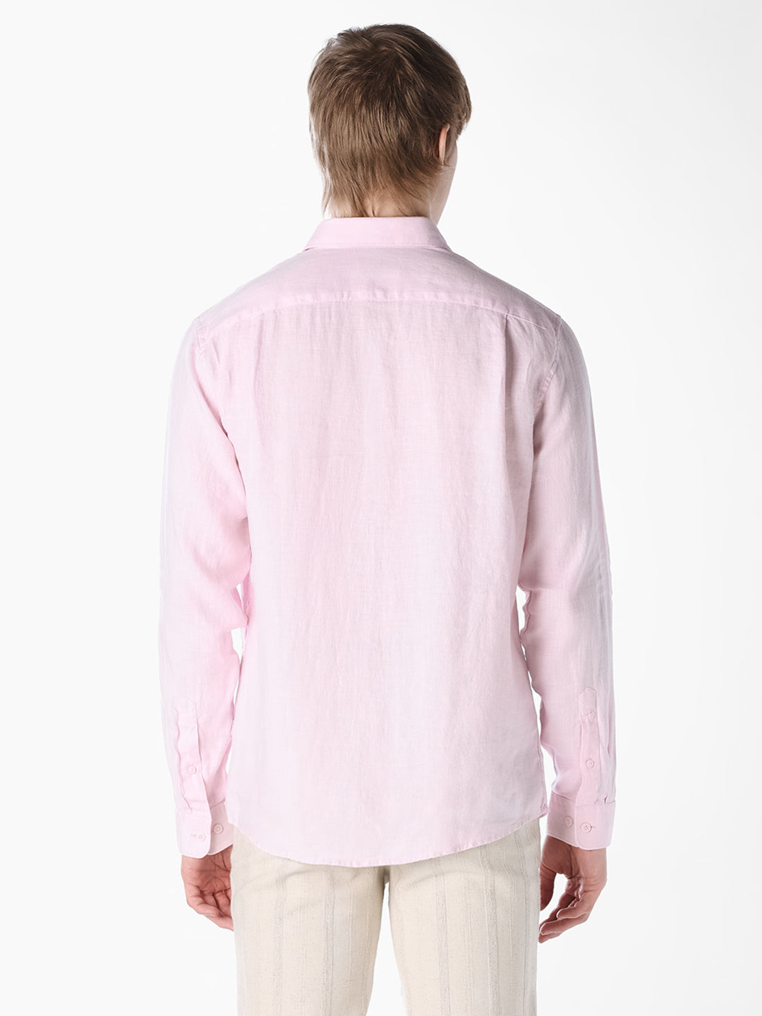 Pink Washed linen-cotton shirt