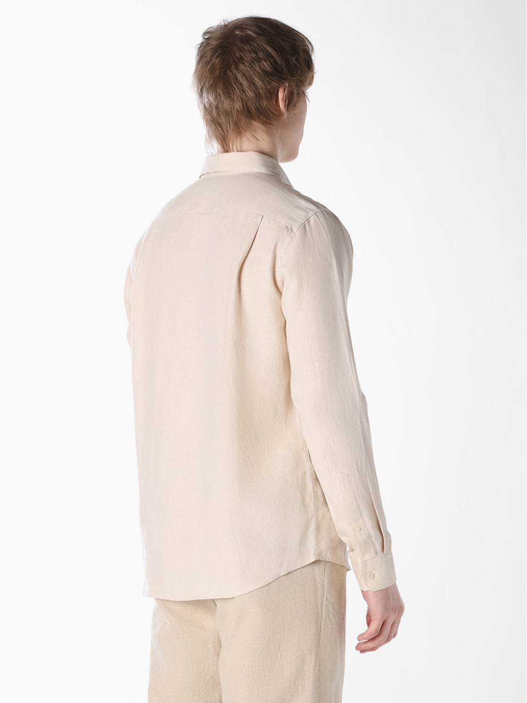 Beige Washed linen-cotton shirt