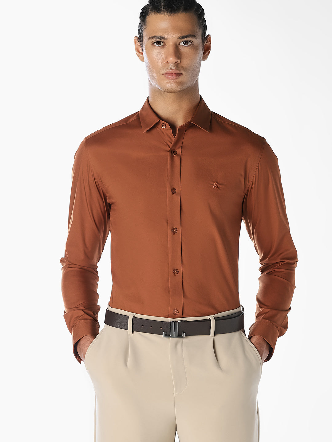 Brown Formal Full Sleeves Shirt