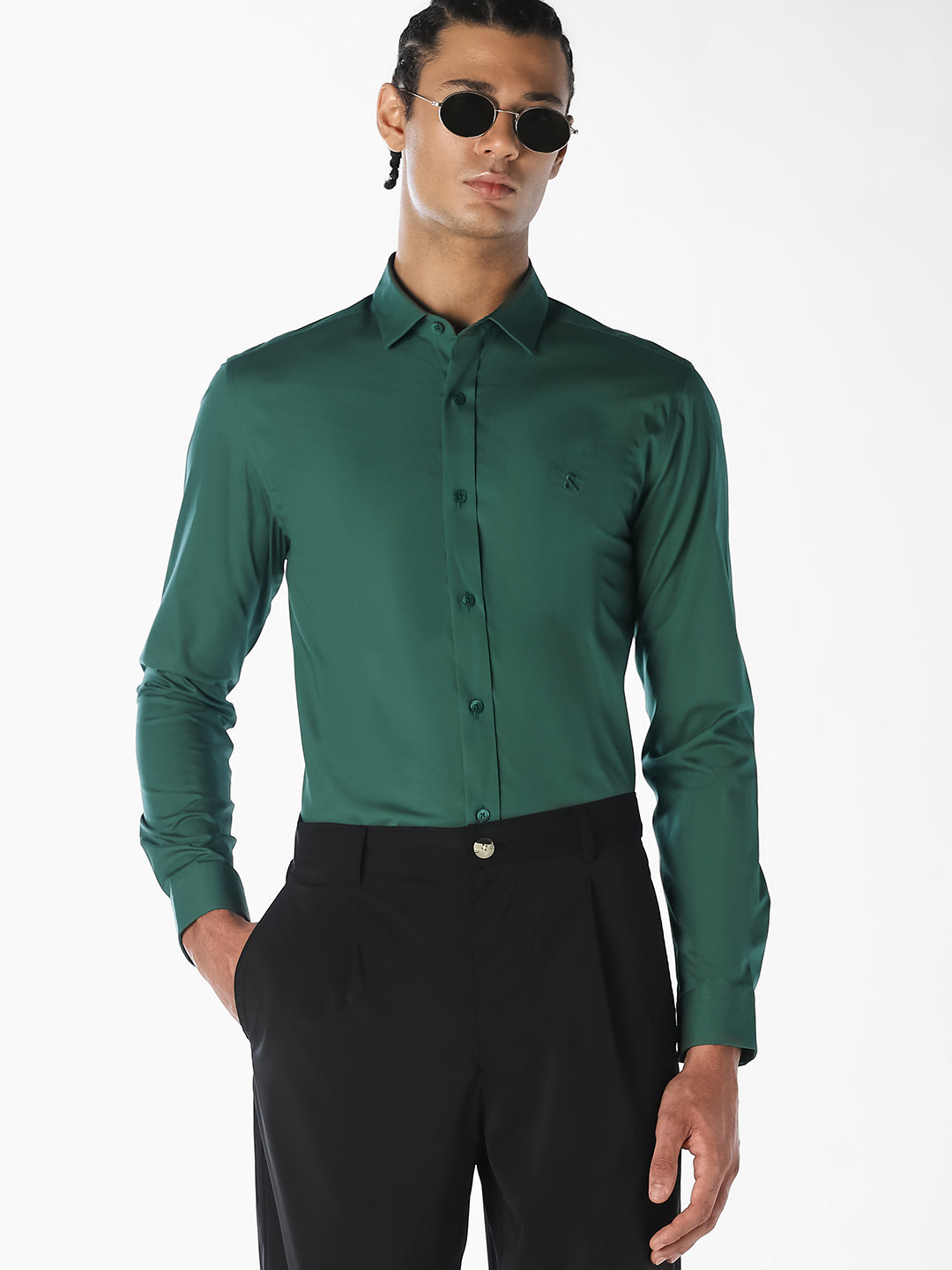 Green Formal Full Sleeves Shirt