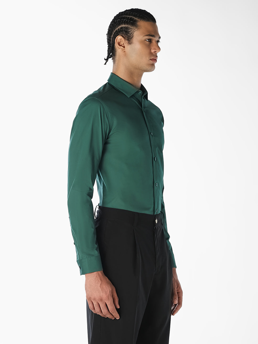 Green Formal Full Sleeves Shirt