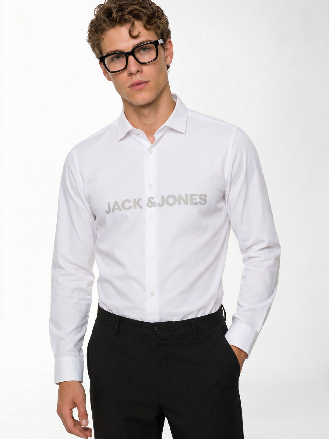 White Printed Cotton Shirt