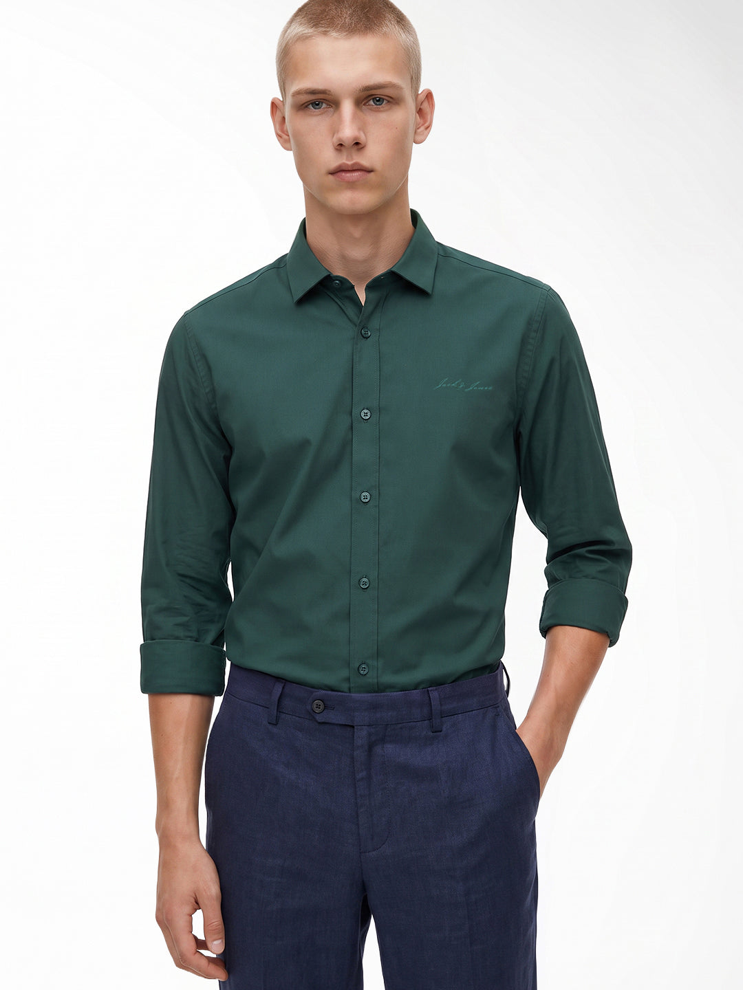 Slim Fit Dark Green Shirt