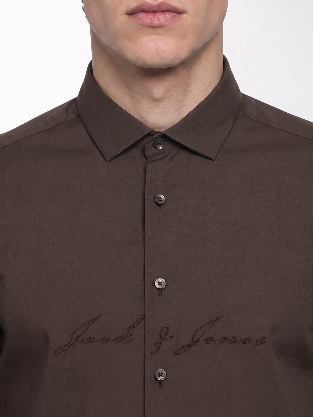 Dark Brown Embroidered Shirt