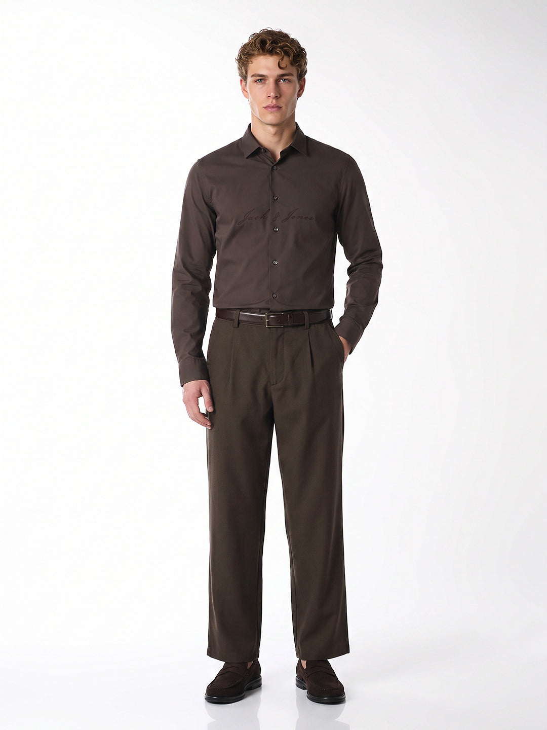 Dark Brown Embroidered Shirt