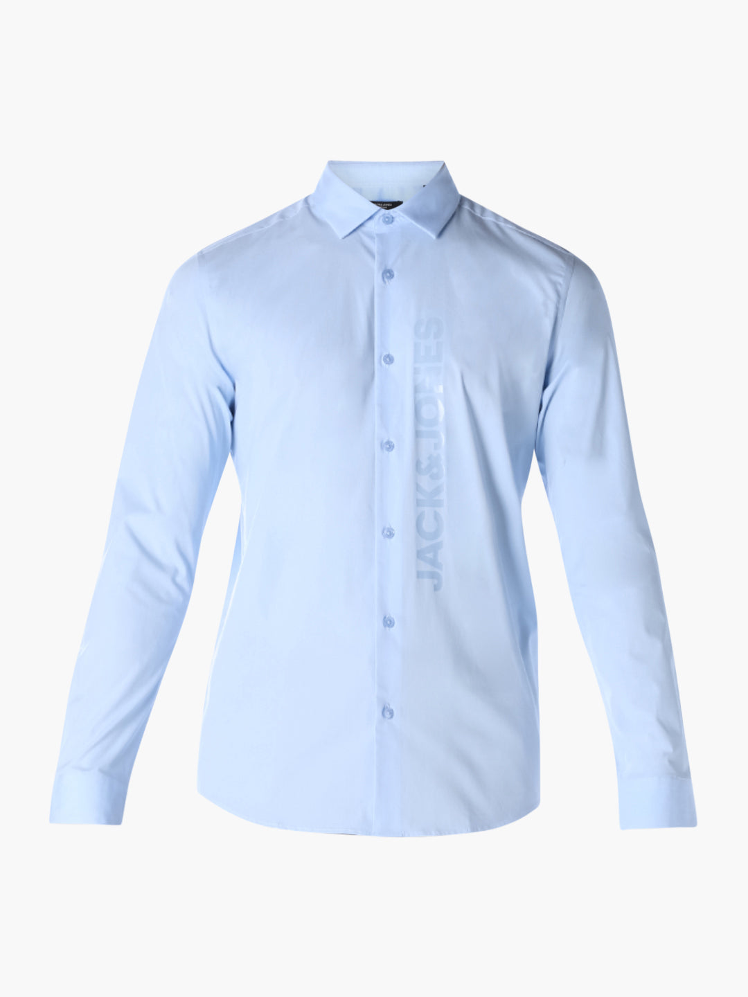 Light Blue Logo Print Slim Fit Shirt