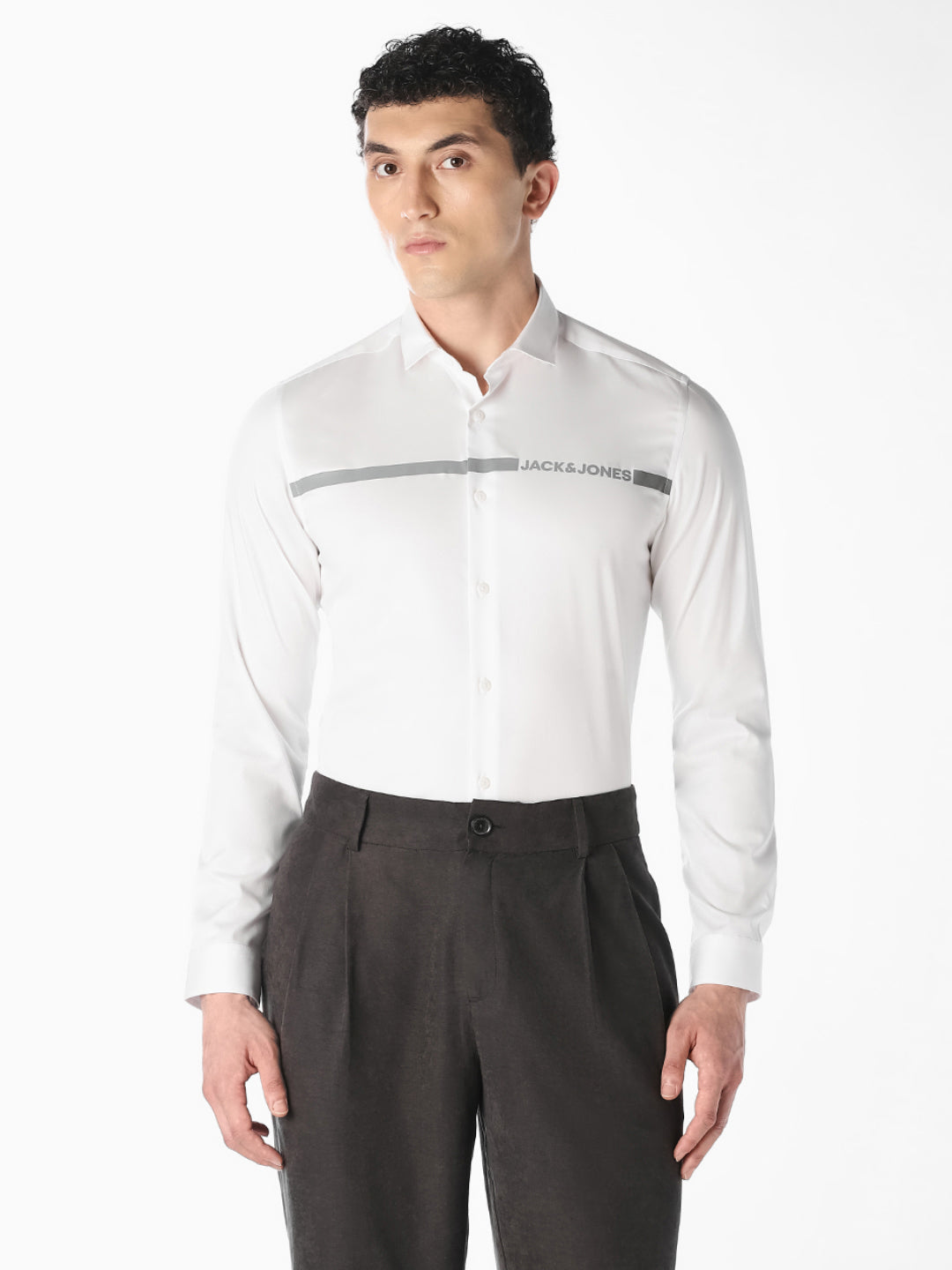 White Logo Print Cotton Shirt