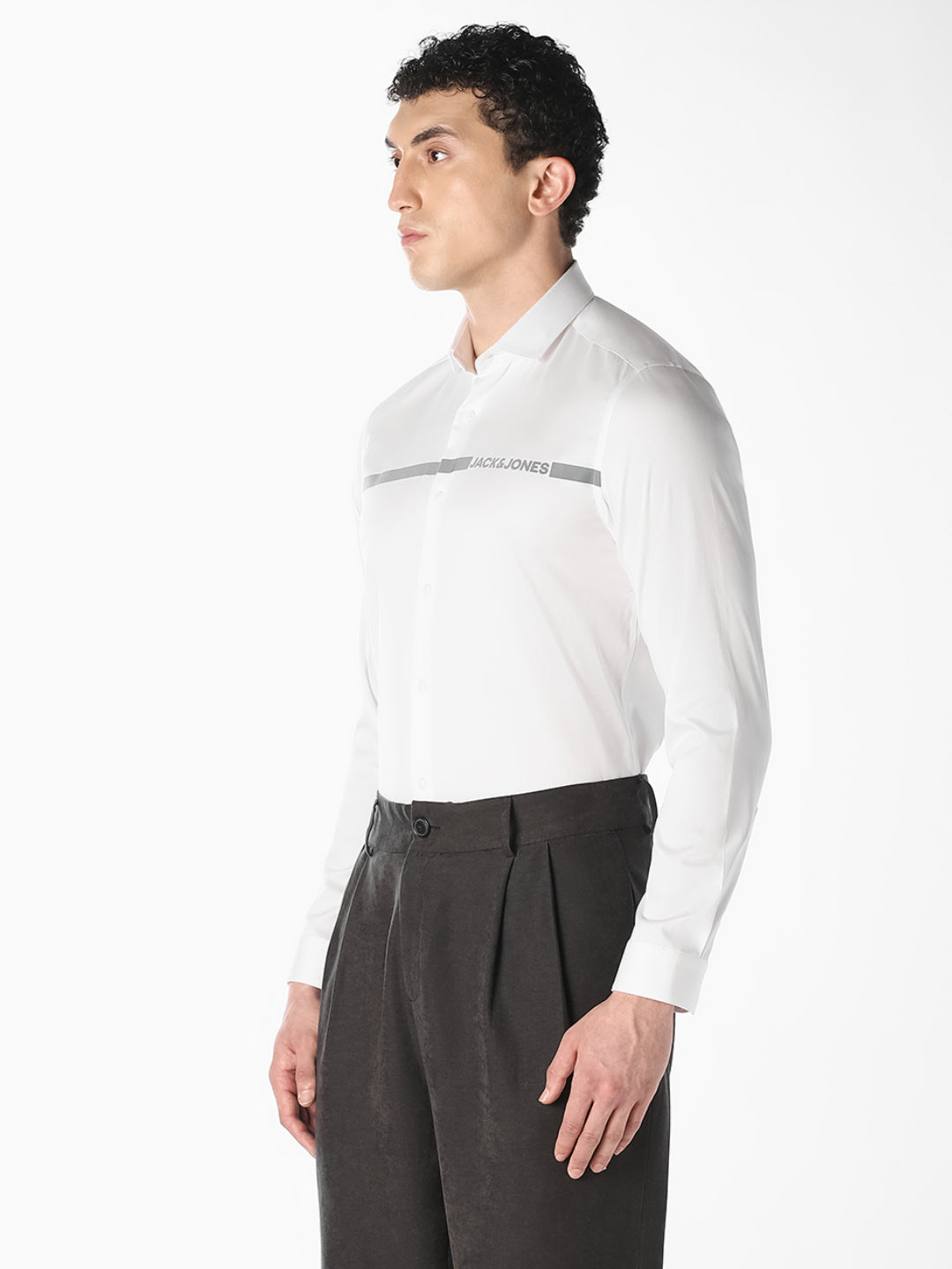 White Logo Print Cotton Shirt