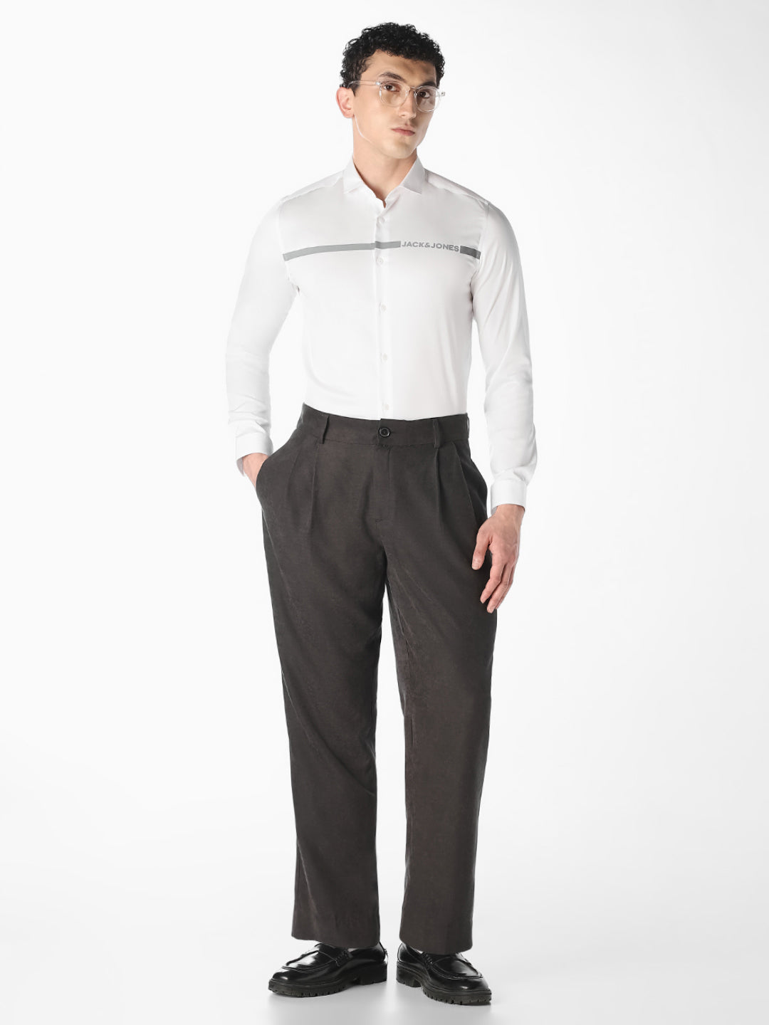 White Logo Print Cotton Shirt