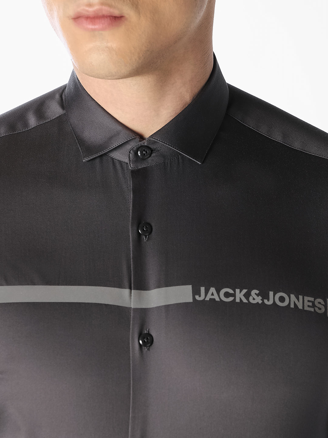Grey Logo Print Cotton Shirt