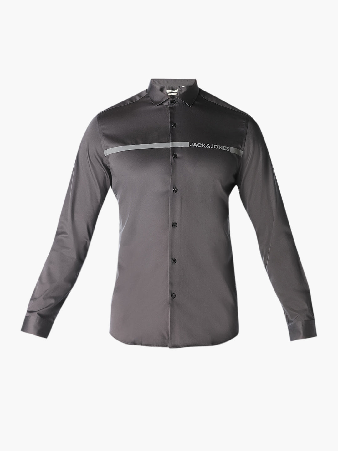 Grey Logo Print Cotton Shirt