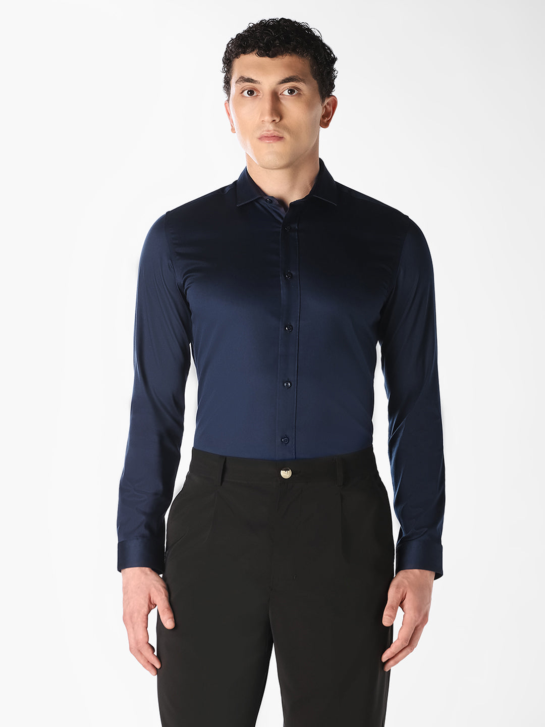 Navy Cotton Formal Shirt