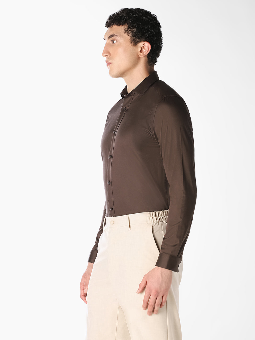 Brown Cotton Formal Shirt