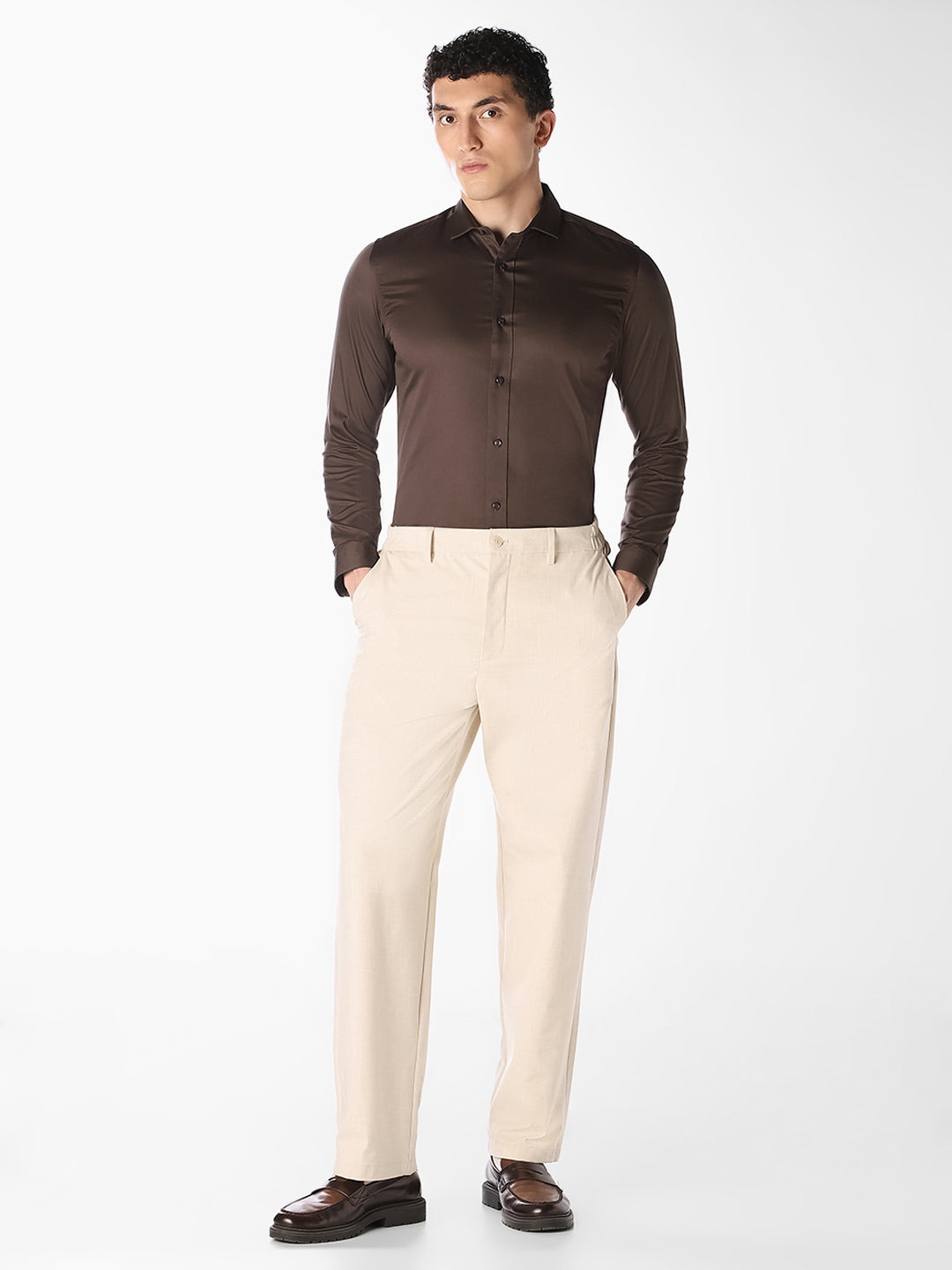 Brown Cotton Formal Shirt