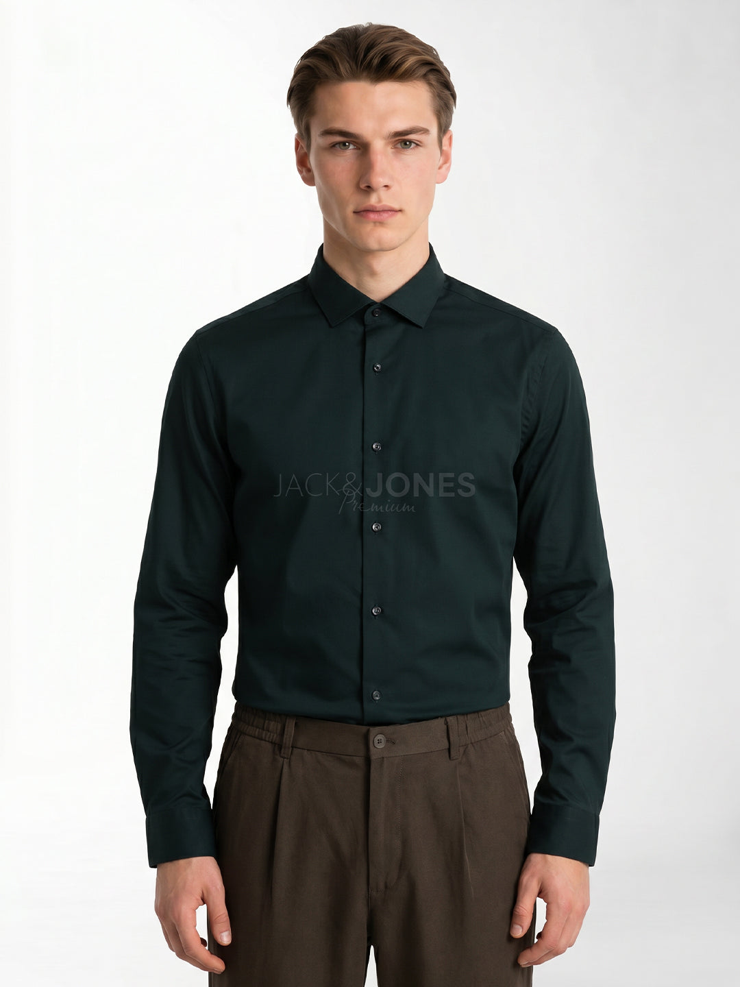 Dark Green Logo Print Shirt