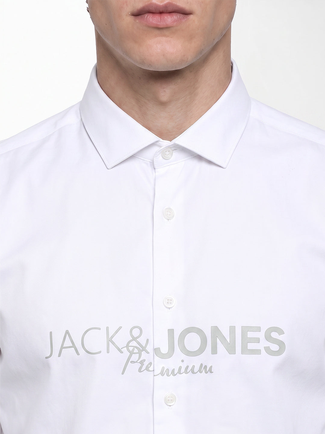 White Printed Slim Fit Shirt