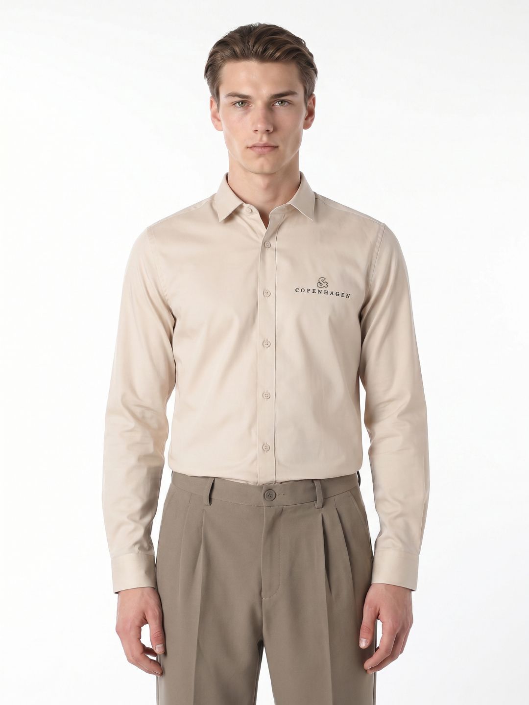 Beige Logo Print Shirt