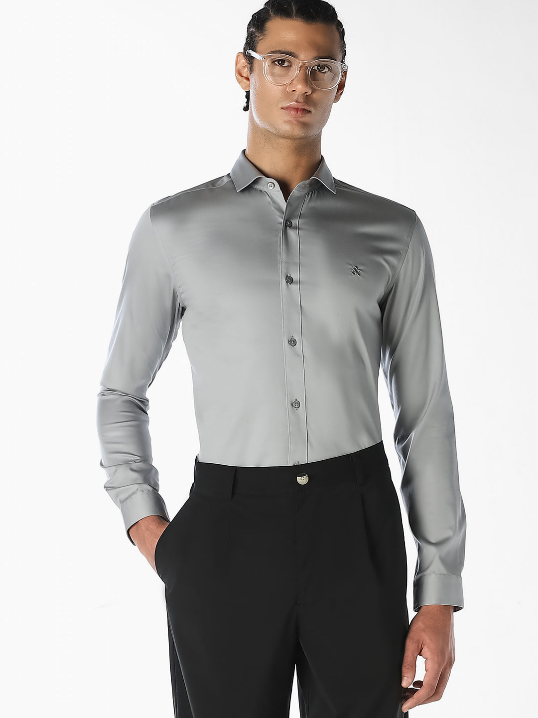 Light Grey Formal Full Sleeves Shirt